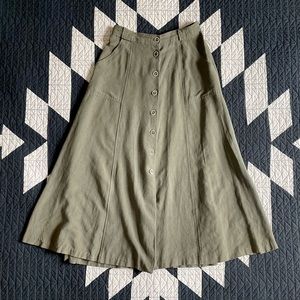 VINTAGE khaki green midi skirt, women’s size small